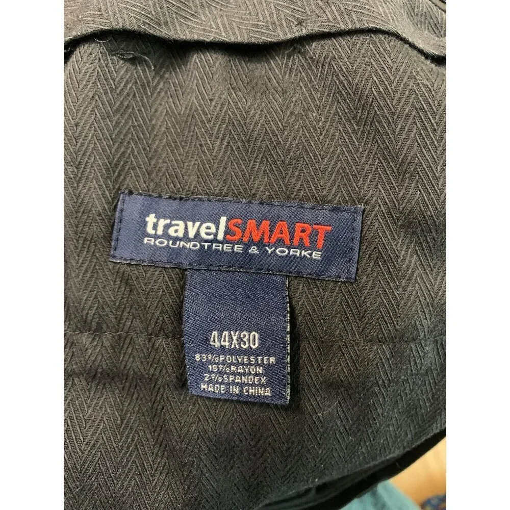 Roundtree & Yorke Travel Smart Big & Tall Mens Pants Size 44x30 Black #4-AC3